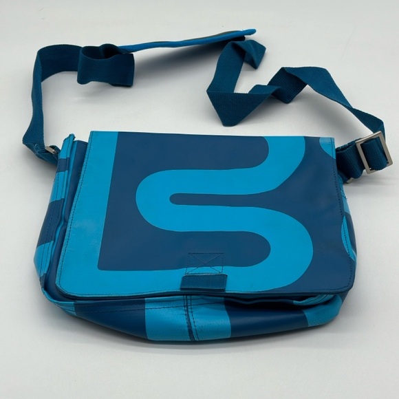 Vintage BREE Leather Anglers Bag Messenger Blue - Picture 1 of 7